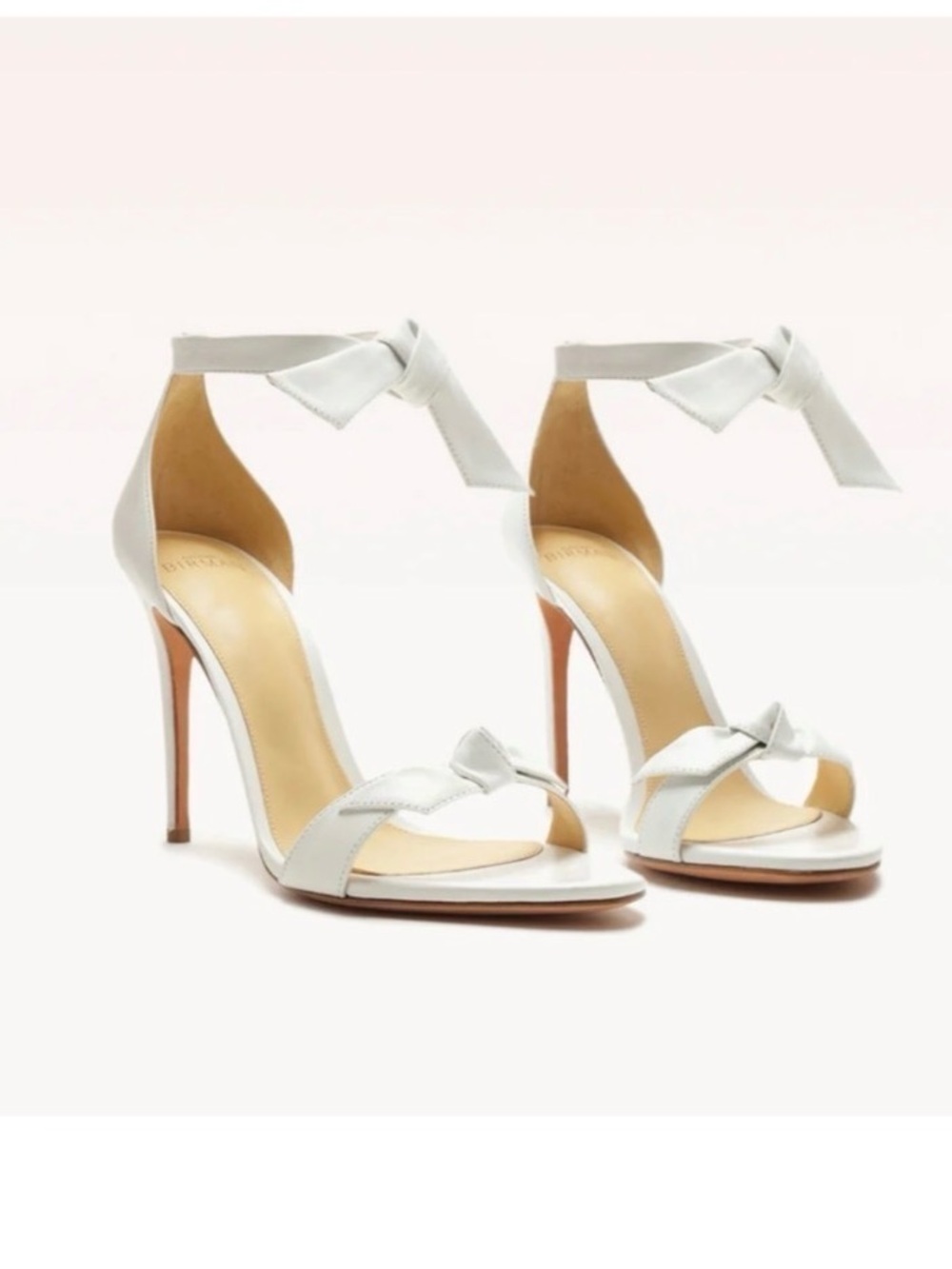 Alexandre Birman White Bow Ankle-Tie Stiletto Sandals